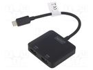 Adapter; HDCP 2.2; HDMI socket x2,USB C plug; black DIGITUS