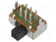 Switch: slide; Pos: 2; DPDT; 0.2A/30VDC; ON-ON; THT; Rcont max: 20mΩ E-SWITCH