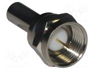 Plug; F; male; straight; 75Ω; crimped; for cable; PTFE; gold-plated AMPHENOL RF