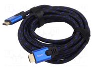 Cable; HDMI plug,both sides; textile; 5m; black; HDMI 2.1 SAVIO