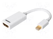 Adapter; HDMI socket,mini DisplayPort plug; 0.15m; white; white DIGITUS