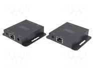 HDMI extender; DC socket,HDMI socket x3,RJ45 socket x2; black DIGITUS