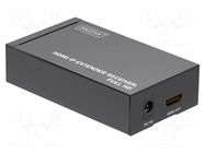 HDMI extender; DC socket,HDMI socket,RJ45 socket; black; metal DIGITUS