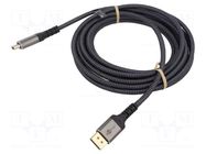 Cable; DisplayPort plug,HDMI plug; PVC; textile; 4K,UHD 2160p GOOBAY