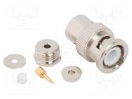 Connector: BNC; plug; male; straight; 50Ω; soldering,clamp; PTFE AMPHENOL RF