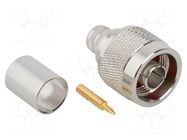 Connector: N; plug; male; straight; 50Ω; crimped; for cable; PTFE AMPHENOL RF
