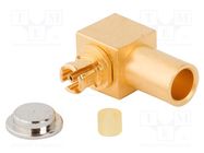 Plug; coaxial; female; angled 90°; 50Ω; soldering; for cable; SMPM AMPHENOL RF