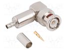 Plug; BNC; male; angled 90°; 50Ω; crimped; for cable; POM; -40÷85°C AMPHENOL RF