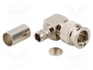 Connector: Mini BNC; plug; male; angled 90°; 75Ω; for cable; PTFE AMPHENOL RF