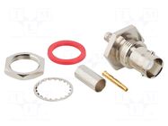 Connector: BNC; socket; female; straight; 50Ω; crimped; PTFE; brass AMPHENOL RF