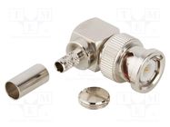 Connector: BNC; plug; male; angled 90°; 50Ω; soldering,crimped AMPHENOL RF