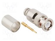 Connector: BNC; plug; male; straight; 50Ω; crimped; for cable; PTFE AMPHENOL RF