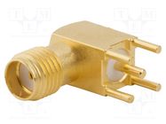 Plug; SMA; female; angled 90°; 50Ω; THT; for cable; PTFE; -65÷165°C AMPHENOL RF