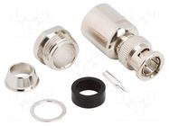 Connector: BNC; plug; male; straight; 75Ω; soldering,clamp; PTFE AMPHENOL RF