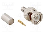 Connector: BNC; plug; male; straight; 50Ω; crimped; for cable; POM AMPHENOL RF