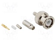 Connector: BNC; plug; male; straight; 50Ω; crimped; for cable; PTFE AMPHENOL RF