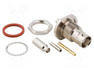 Connector: BNC; socket; female; straight; 50Ω; crimped; PTFE; brass AMPHENOL RF