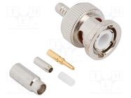 Connector: BNC; plug; male; straight; 50Ω; crimped; for cable; PTFE AMPHENOL RF