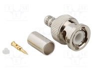 Connector: BNC; plug; male; straight; 50Ω; crimped; for cable; POM AMPHENOL RF