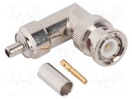 Connector: BNC; plug; male; angled 90°; 50Ω; crimped; for cable AMPHENOL RF