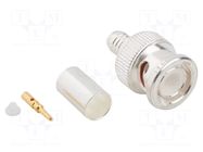 Connector: BNC; plug; male; straight; 50Ω; crimped; for cable; PTFE AMPHENOL RF