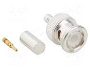 Connector: BNC; plug; male; straight; 50Ω; crimped; for cable; PTFE AMPHENOL RF