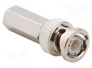 Connector: BNC; plug; male; straight; 50Ω; twist-on; for cable; POM AMPHENOL RF