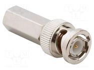 Connector: BNC; plug; male; straight; 50Ω; twist-on; for cable; POM AMPHENOL RF