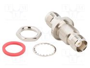 Adapter; TNC female,both sides; Insulation: POM; 50Ω; Mat: brass AMPHENOL RF