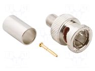 Connector: BNC; plug; male; straight; 75Ω; crimped; for cable; PTFE AMPHENOL RF