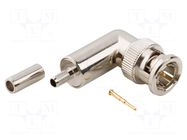 Connector: BNC; plug; male; angled 90°; 75Ω; crimped; for cable AMPHENOL RF