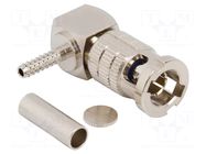 Connector: Micro BNC; plug; male; angled 90°; 50Ω; HD-BNC; PTFE AMPHENOL RF