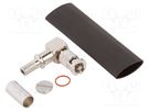 Plug; Micro BNC; male; angled 90°; 50Ω; soldering,crimped; PTFE AMPHENOL RF