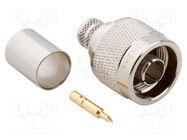 Connector: N; plug; male; straight; 50Ω; crimped; for cable; PTFE AMPHENOL RF