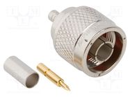 Connector: N; plug; male; straight; 50Ω; crimped; for cable; PTFE AMPHENOL RF