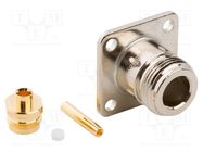 Socket; N; female; straight; 50Ω; soldering,clamp; PTFE; Mat: brass AMPHENOL RF