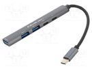 Hub USB; USB A socket x3,USB C socket x2,USB C plug; PnP; 5Gbps QOLTEC