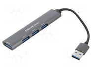 Hub USB; USB A socket x4,USB A plug; USB 3.0; PnP; graphite; 0.1m QOLTEC