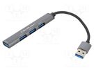 Hub USB; USB A socket x4,USB A plug; USB 2.0,USB 3.0; PnP; 5Gbps QOLTEC