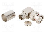 Connector: BNC; plug; male; angled 90°; 50Ω; RG214,RG393,RG9; PTFE AMPHENOL RF