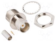 Connector: BNC; socket; female; straight; 50Ω; crimped; PTFE; brass AMPHENOL RF