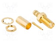 Connector: RP-SMA; socket; male,reverse; straight; 50Ω; PTFE AMPHENOL RF