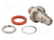 Adapter; SMA female,both sides; Insulation: PTFE; 50Ω; 18GHz; IP68 AMPHENOL RF