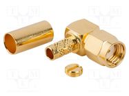 Connector: RP-SMA; plug; reverse,female; angled 90°; 50Ω; PTFE AMPHENOL RF