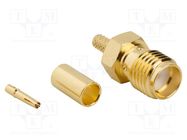 Connector: SMA; plug; female; straight; 50Ω; soldering,crimped AMPHENOL RF