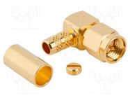 Connector: SMA; plug; male; angled 90°; 50Ω; soldering,crimped AMPHENOL RF