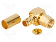 Connector: SMA; plug; male; angled 90°; 50Ω; soldering,crimped AMPHENOL RF