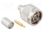 Connector: N; plug; male; straight; 50Ω; RG6; crimped; for cable AMPHENOL RF