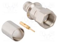 Plug; F; male; straight; 75Ω; crimped; for cable; POM; gold-plated AMPHENOL RF