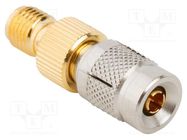 Adapter; 1,0/2,3 male,SMA female; Insulation: PTFE; 50Ω; 10GHz AMPHENOL RF